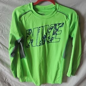 Nike Neon Green Long Sleeve with Blue Camo Logo
